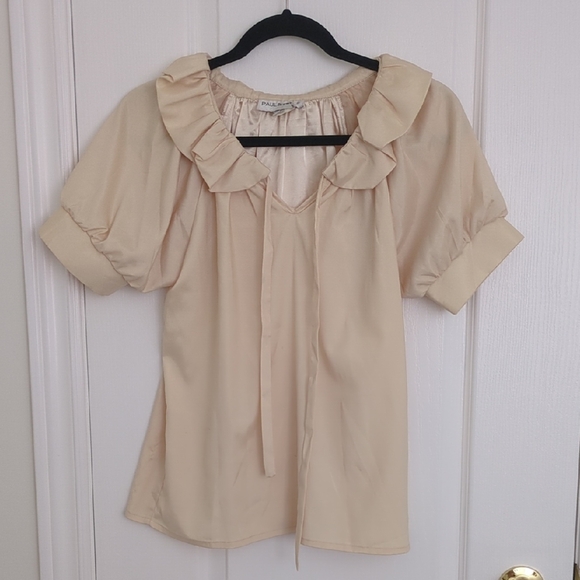 Paul & Joe Butter Yellow 100% Silk Ruffle Blouse - Picture 2 of 11